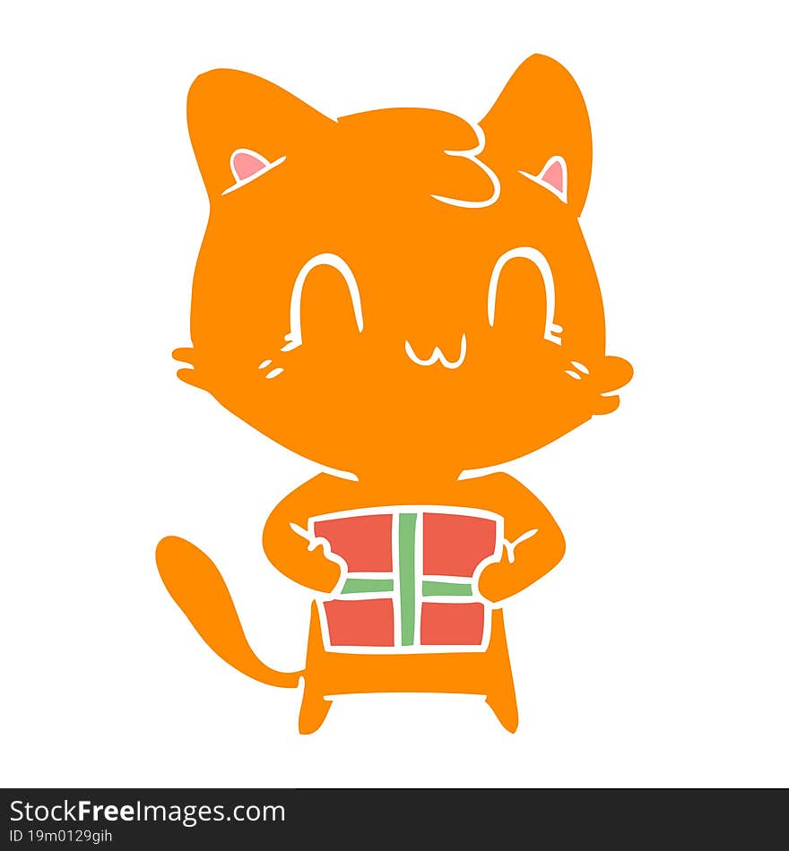 flat color style cartoon happy cat