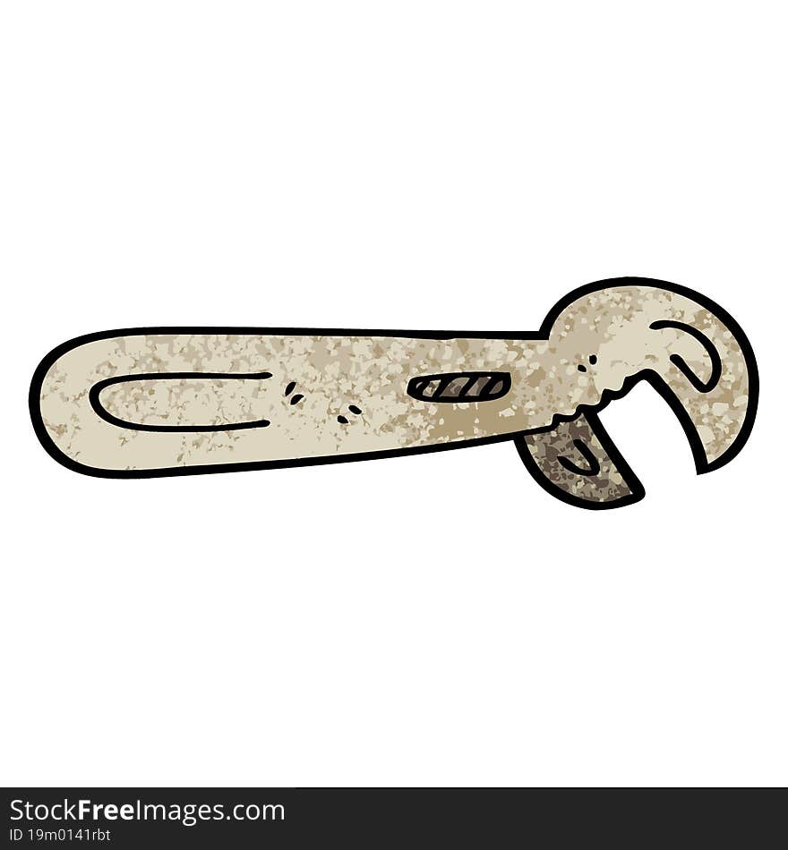 Grunge Textured Illustration Cartoon Adjustable Spanner