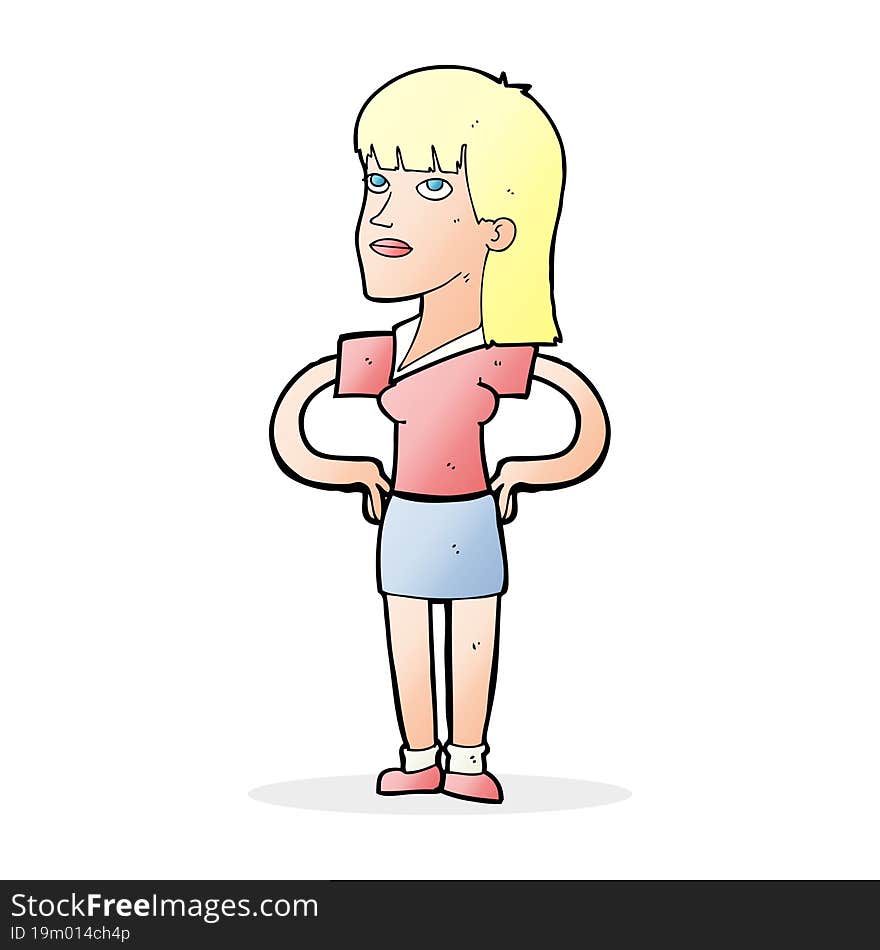 cartoon woman with hands on hips