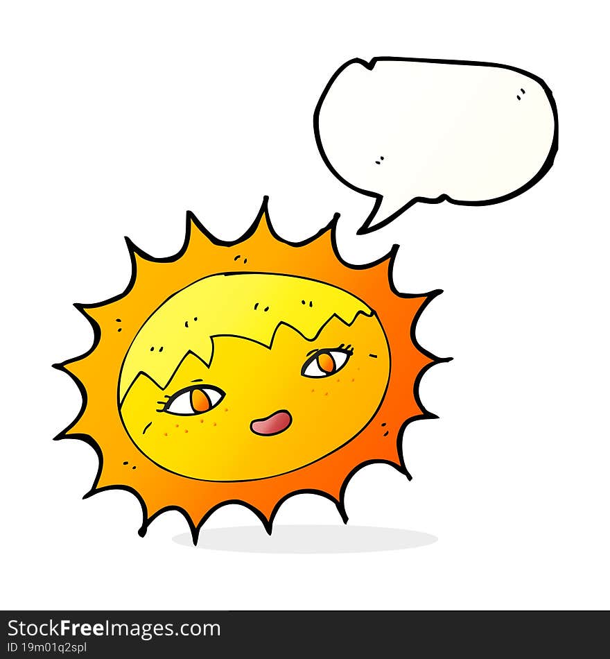 cartoon pretty sun with speech bubble