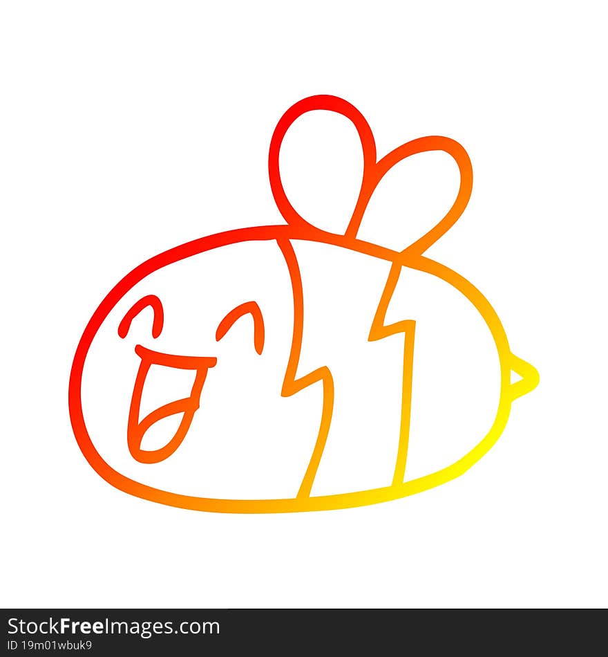 Warm Gradient Line Drawing Cartoon Bee