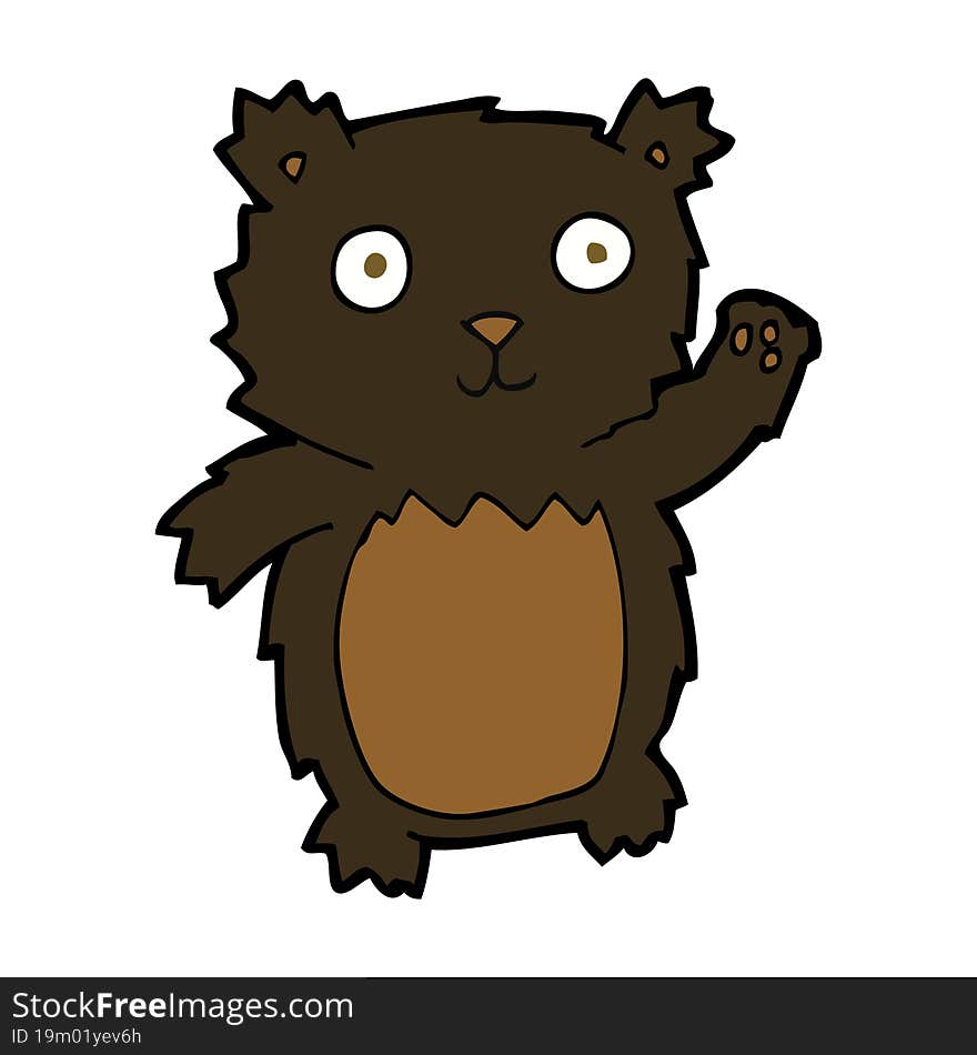 cartoon waving black bear cub