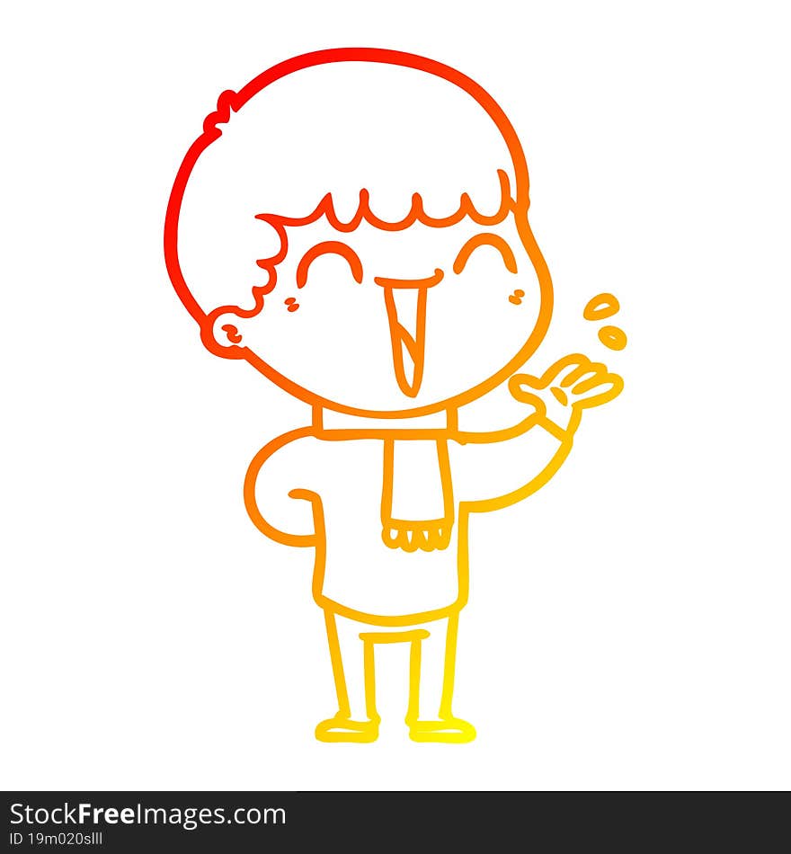 warm gradient line drawing of a cartoon happy man