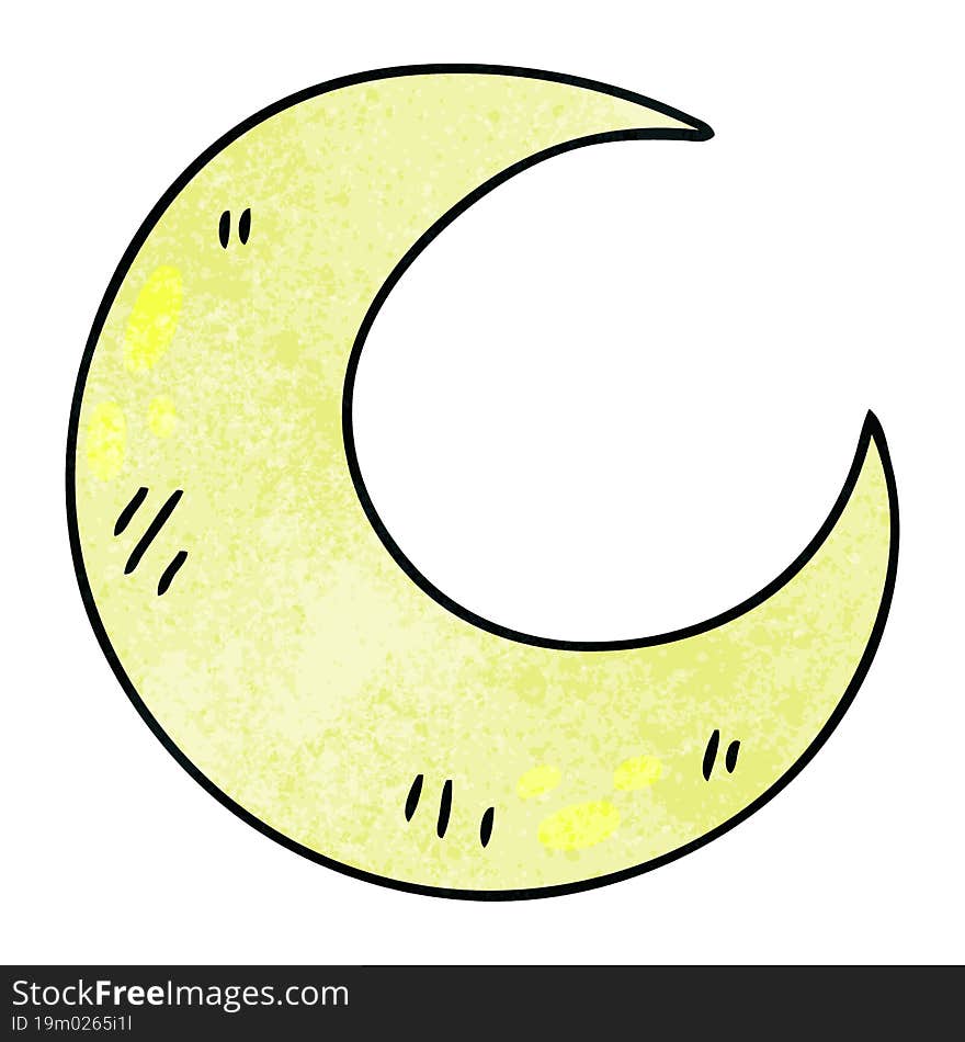 Quirky Hand Drawn Cartoon Crescent Moon