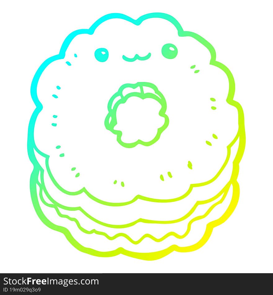 Cold Gradient Line Drawing Cartoon Biscuit