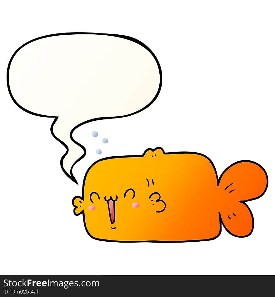 cartoon fish and speech bubble in smooth gradient style