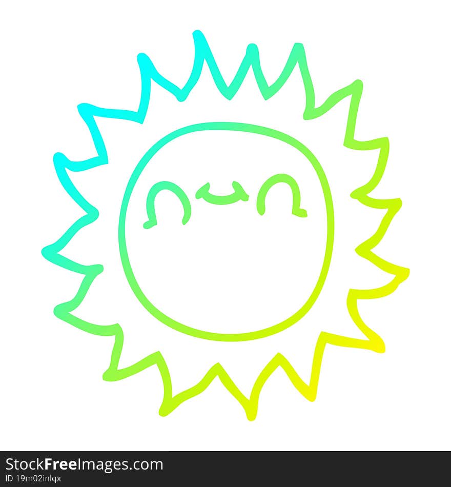 cold gradient line drawing cartoon sunshine