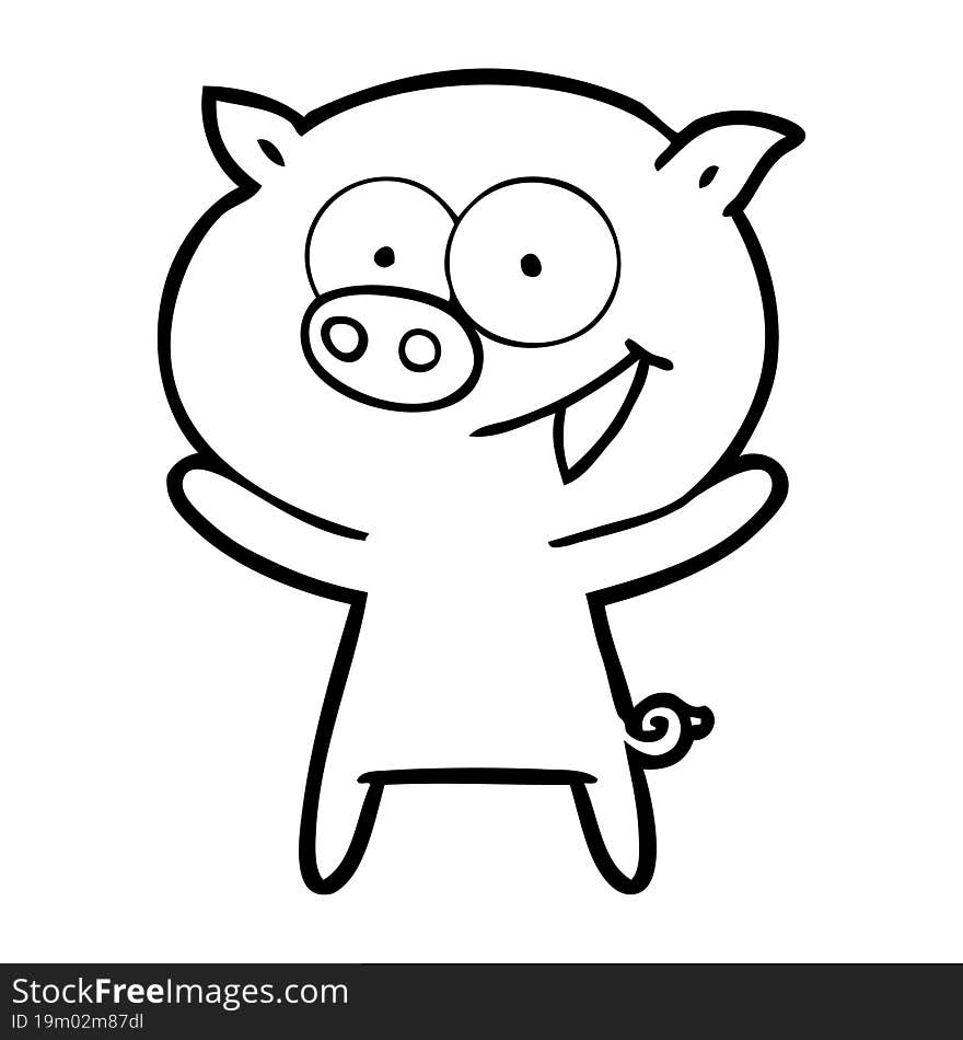 cheerful pig cartoon. cheerful pig cartoon