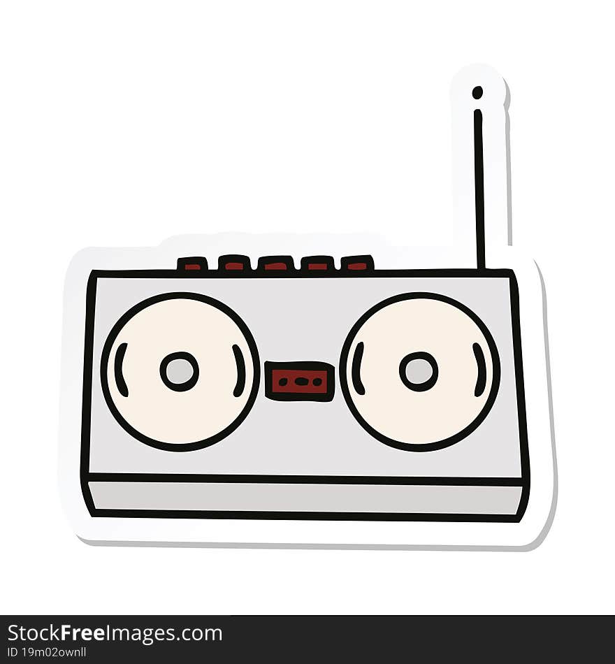 sticker of a cute cartoon retro radio