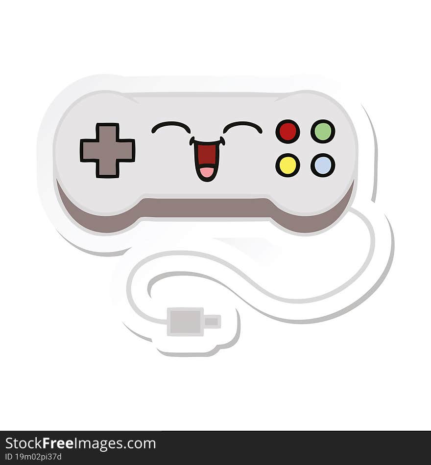 Sticker Of A Cute Cartoon Game Controller