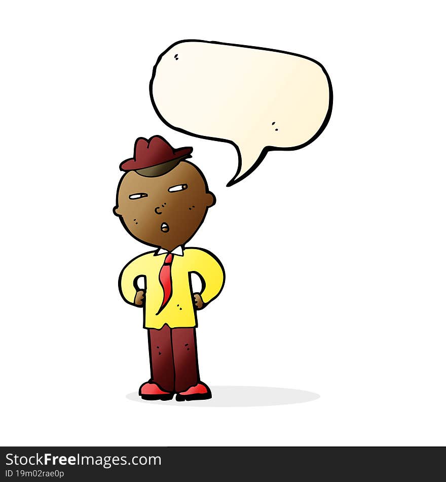 Cartoon Man Wearing Hat With Speech Bubble