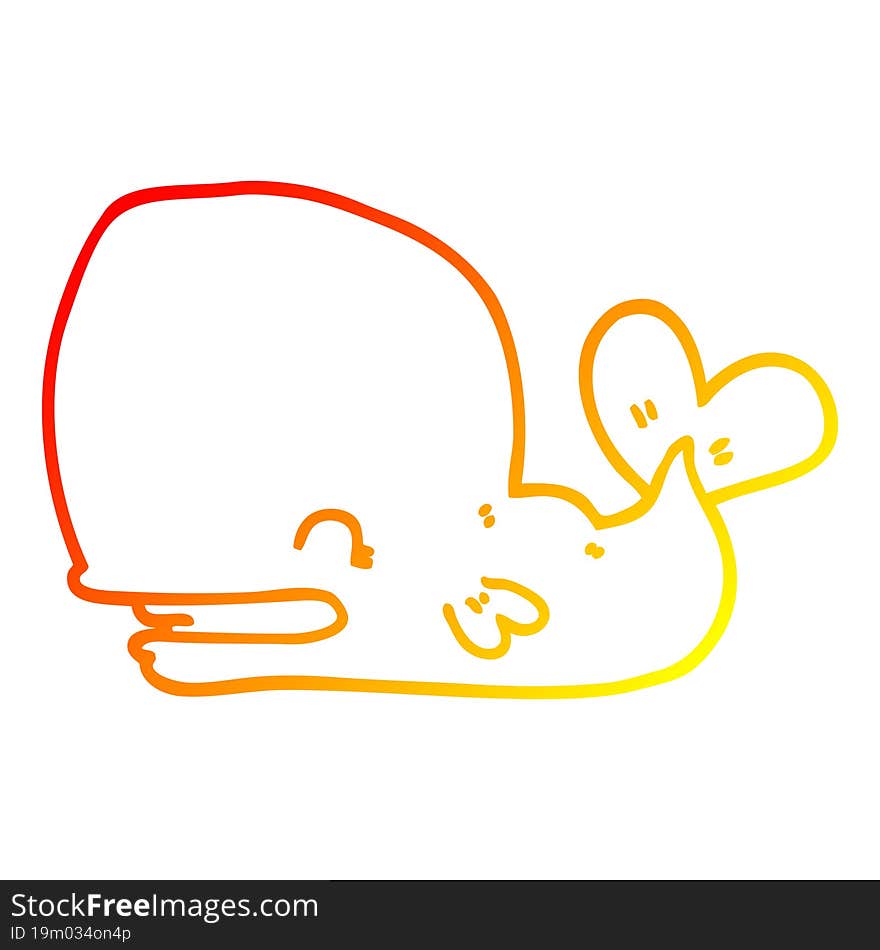 Warm Gradient Line Drawing Cartoon Whale