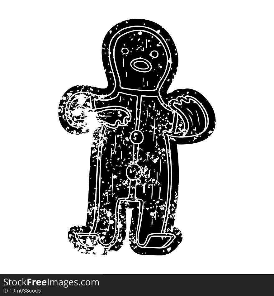 grunge icon drawing of a gingerbread man