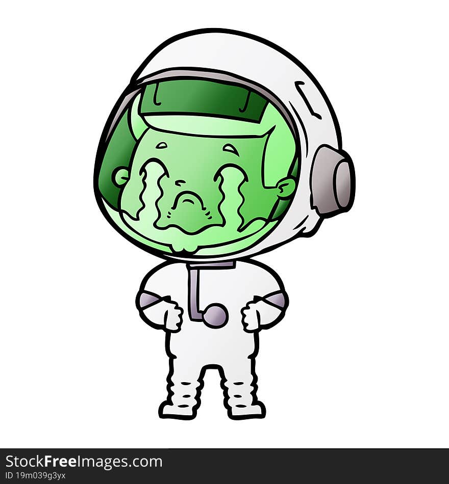 cartoon crying astronaut. cartoon crying astronaut