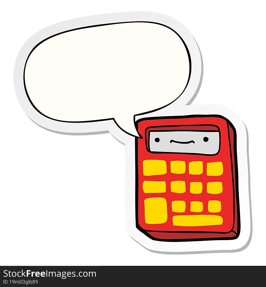 Cartoon Calculator And Speech Bubble Sticker