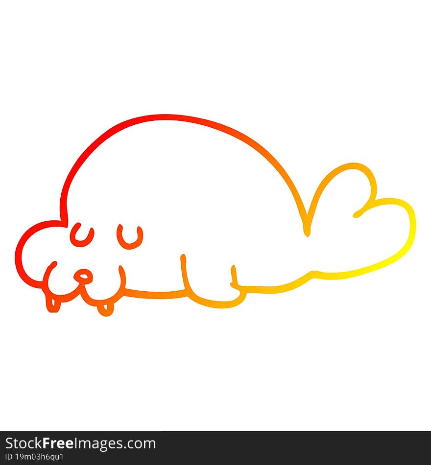 Warm Gradient Line Drawing Cartoon Walrus