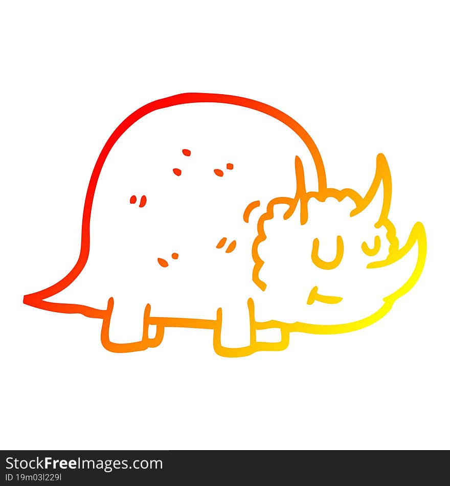 warm gradient line drawing of a cartoon prehistoric dinosaur