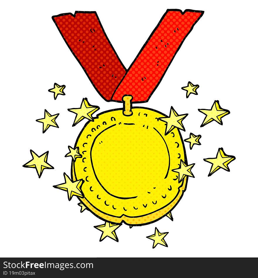 cartoon sparkling gold medal