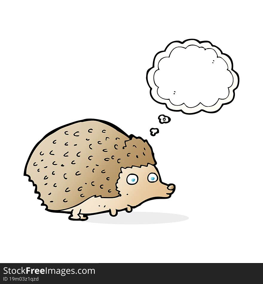 cartoon hedgehog with thought bubble