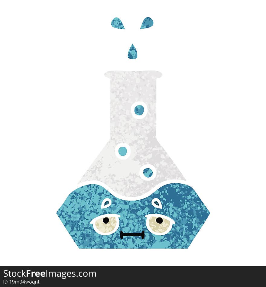 Retro Illustration Style Cartoon Science Beaker