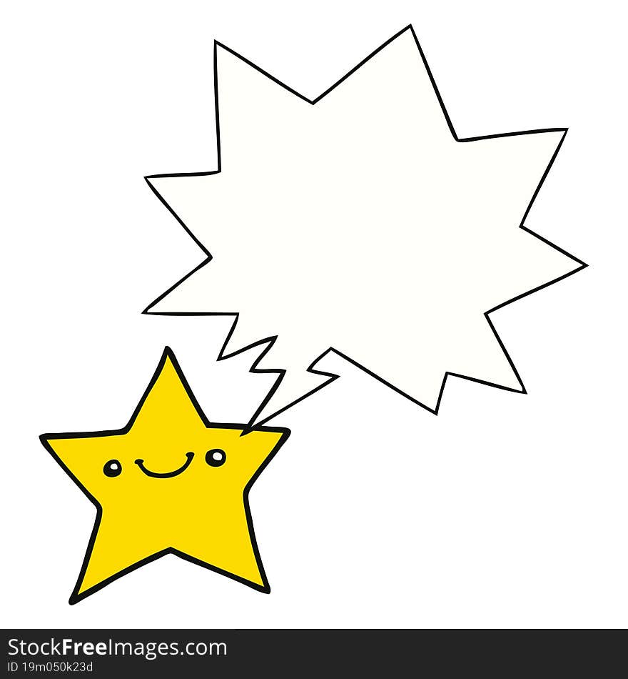 happy cartoon star and speech bubble