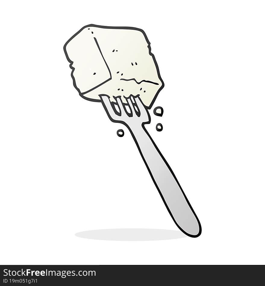 cartoon tofu on fork