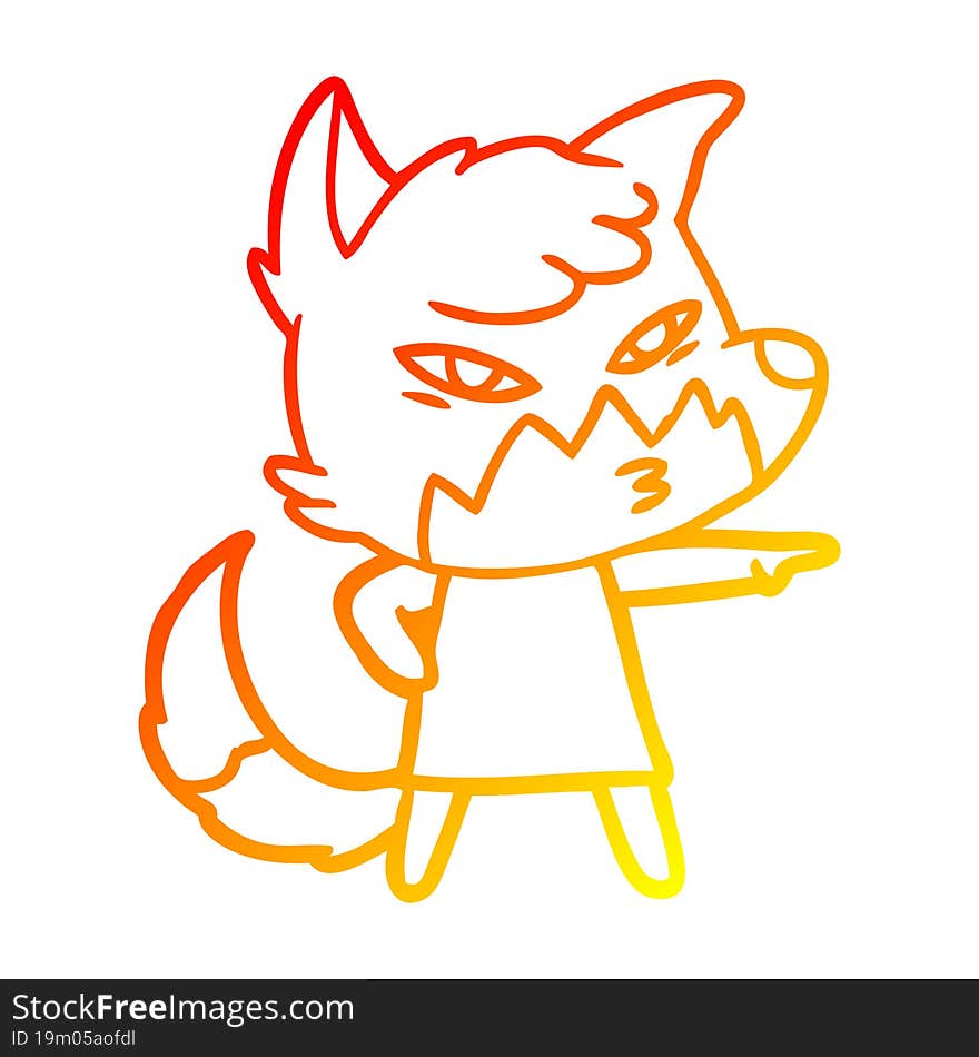 warm gradient line drawing clever cartoon fox