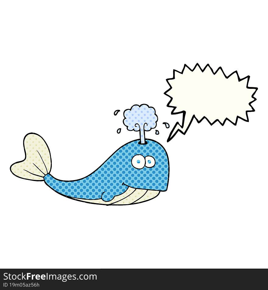 comic book speech bubble cartoon whale spouting water