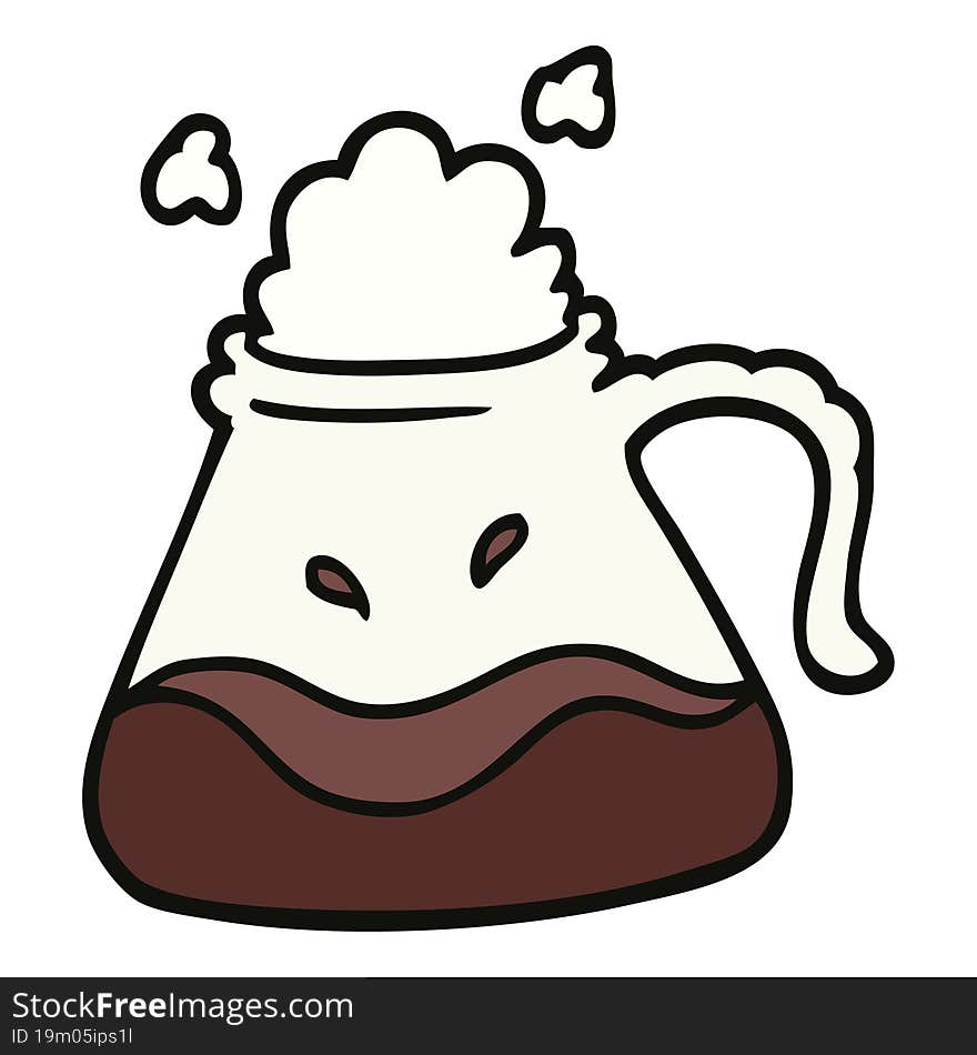 Hand Drawn Doodle Style Cartoon Coffee Jug