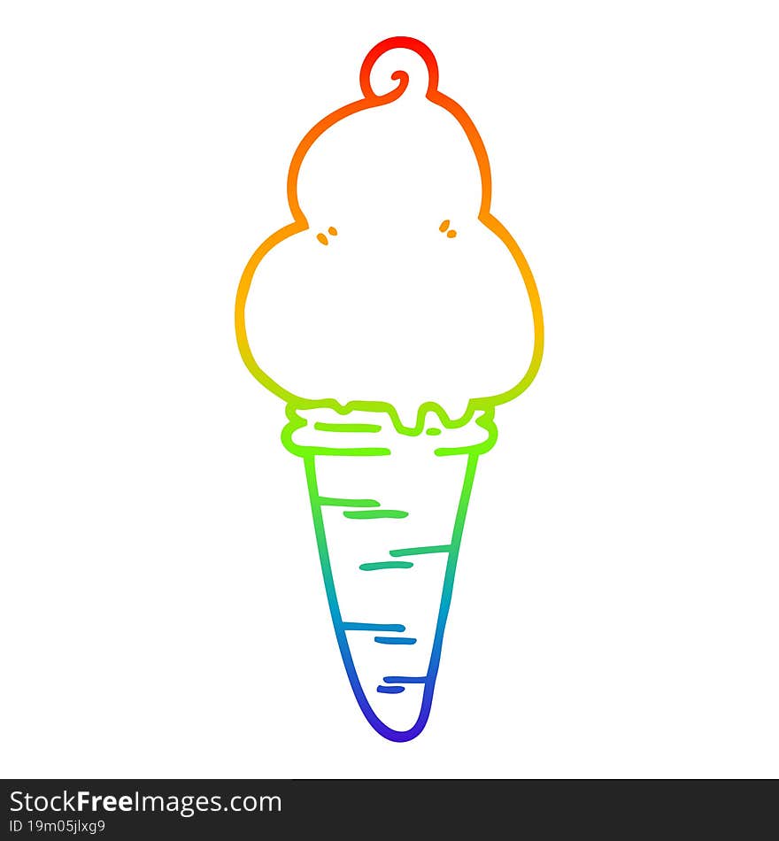 rainbow gradient line drawing cartoon ice cream