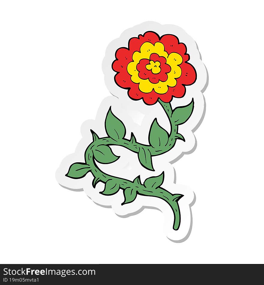 Sticker Of A Cartoon Flower