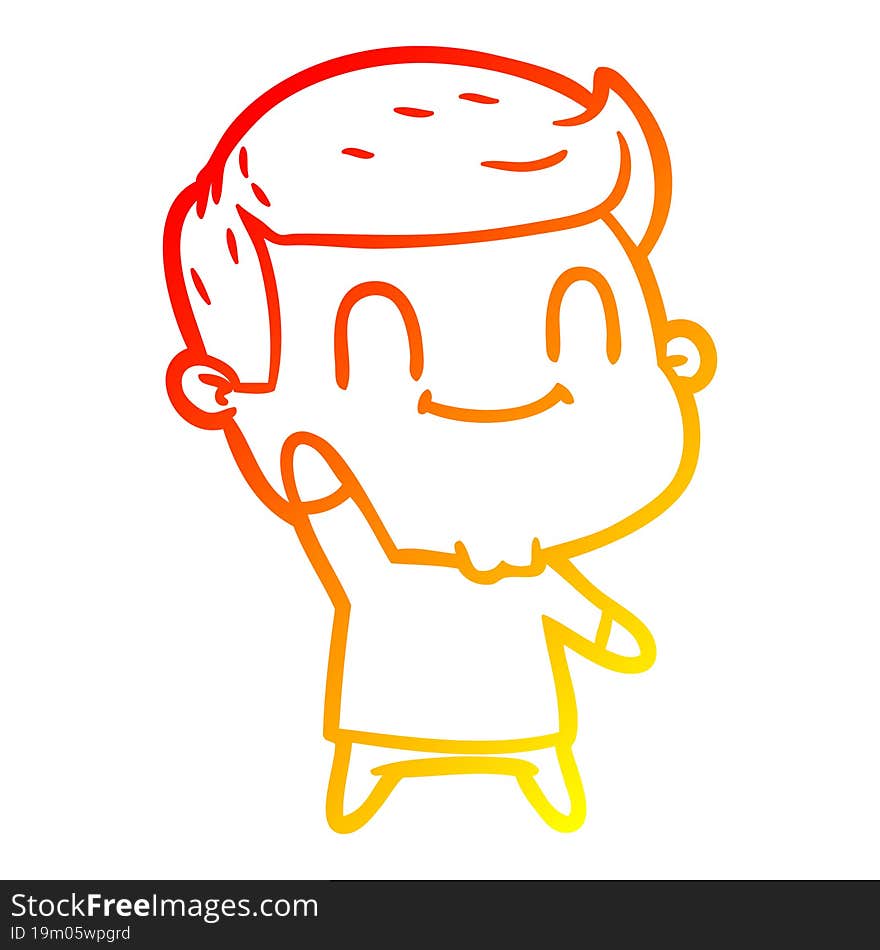 warm gradient line drawing of a cartoon happy man