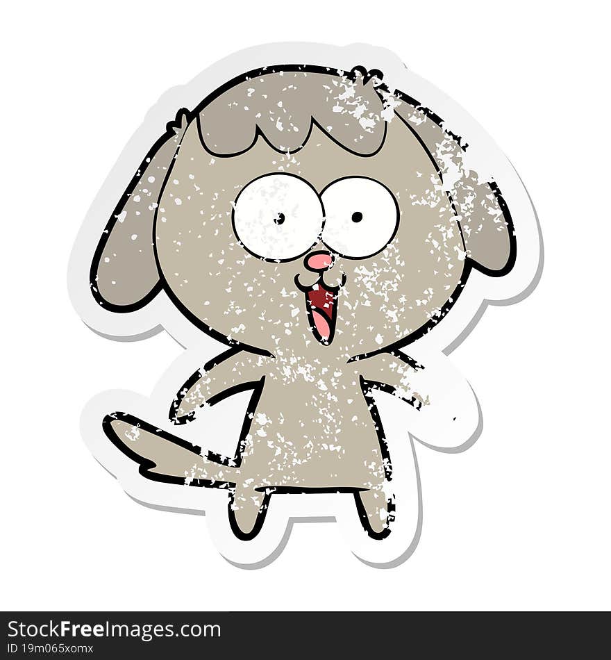 distressed sticker of a cute cartoon dog