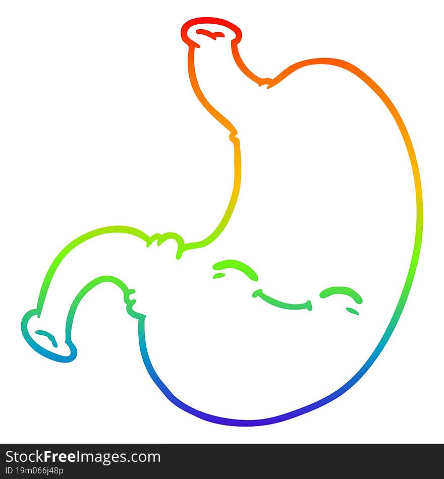 rainbow gradient line drawing cartoon stomach