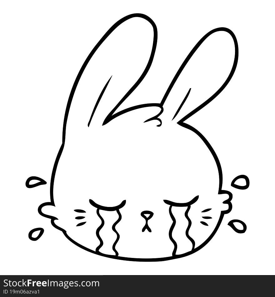 cartoon rabbit face crying. cartoon rabbit face crying