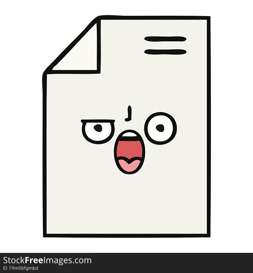 cute cartoon of a sheet of paper. cute cartoon of a sheet of paper