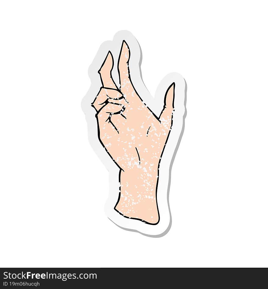 retro distressed sticker of a cartoon hand