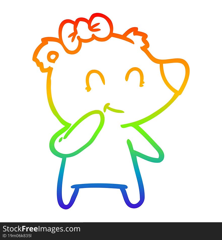 rainbow gradient line drawing female bear cartoon