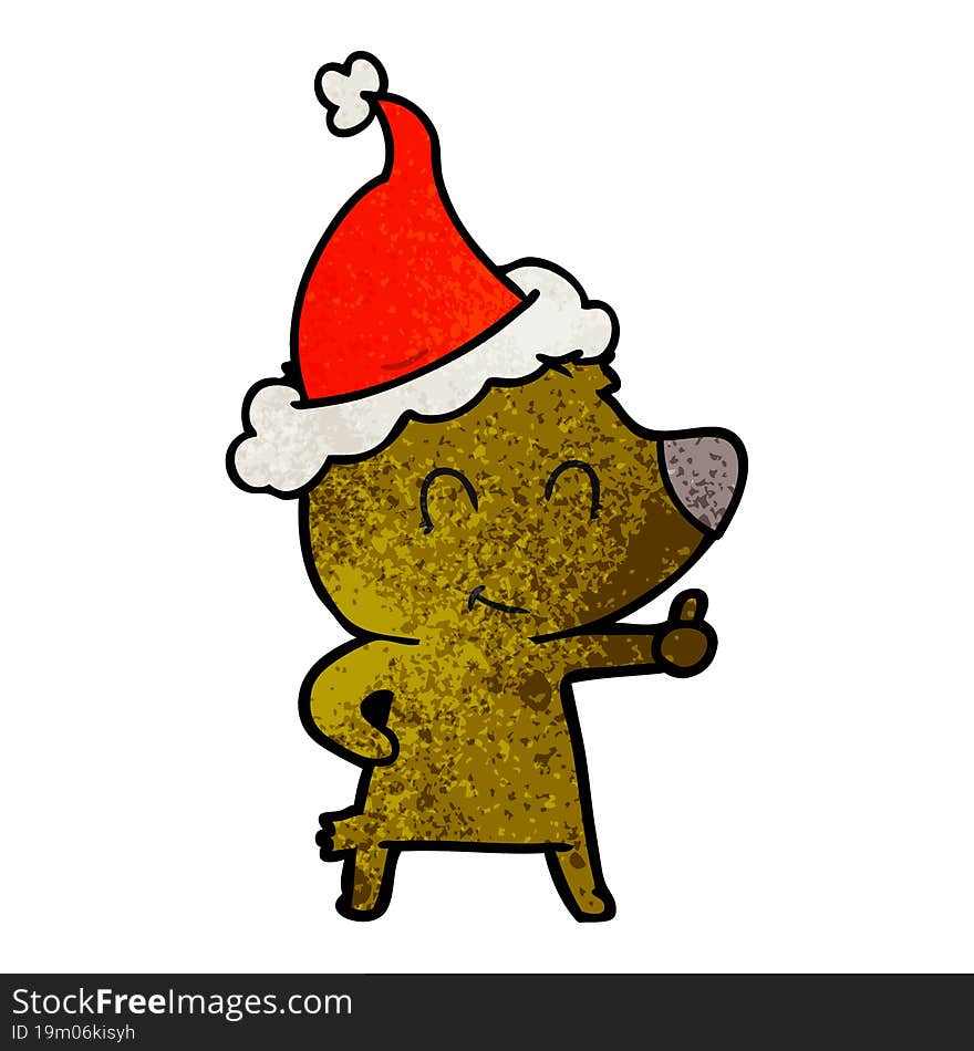 female bear textured cartoon of a wearing santa hat