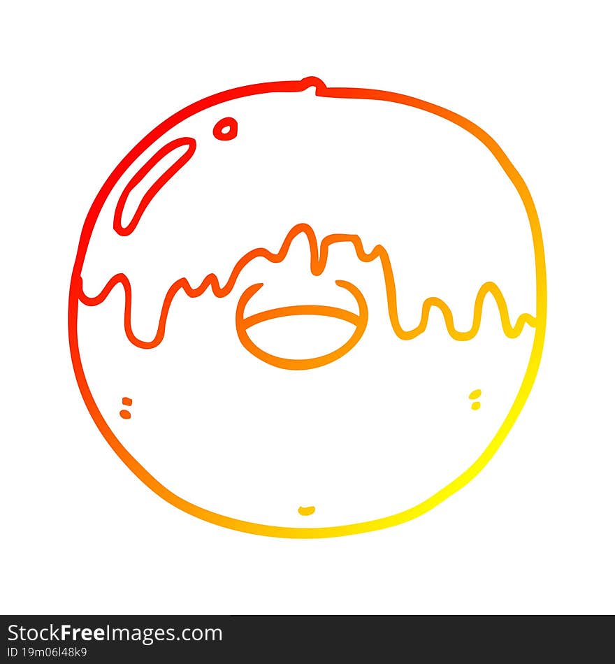 warm gradient line drawing cartoon donut