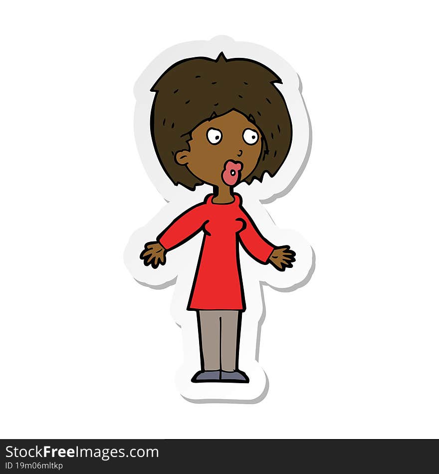 sticker of a cartoon surprised woman