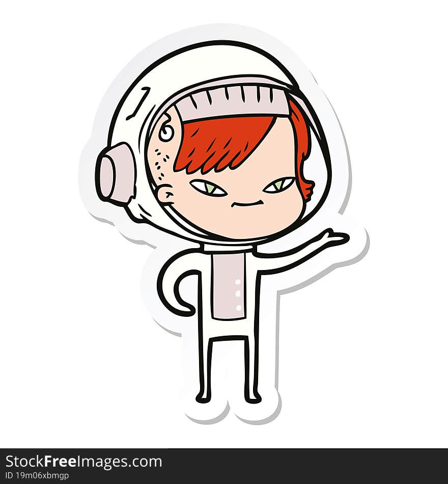 sticker of a cartoon astronaut woman