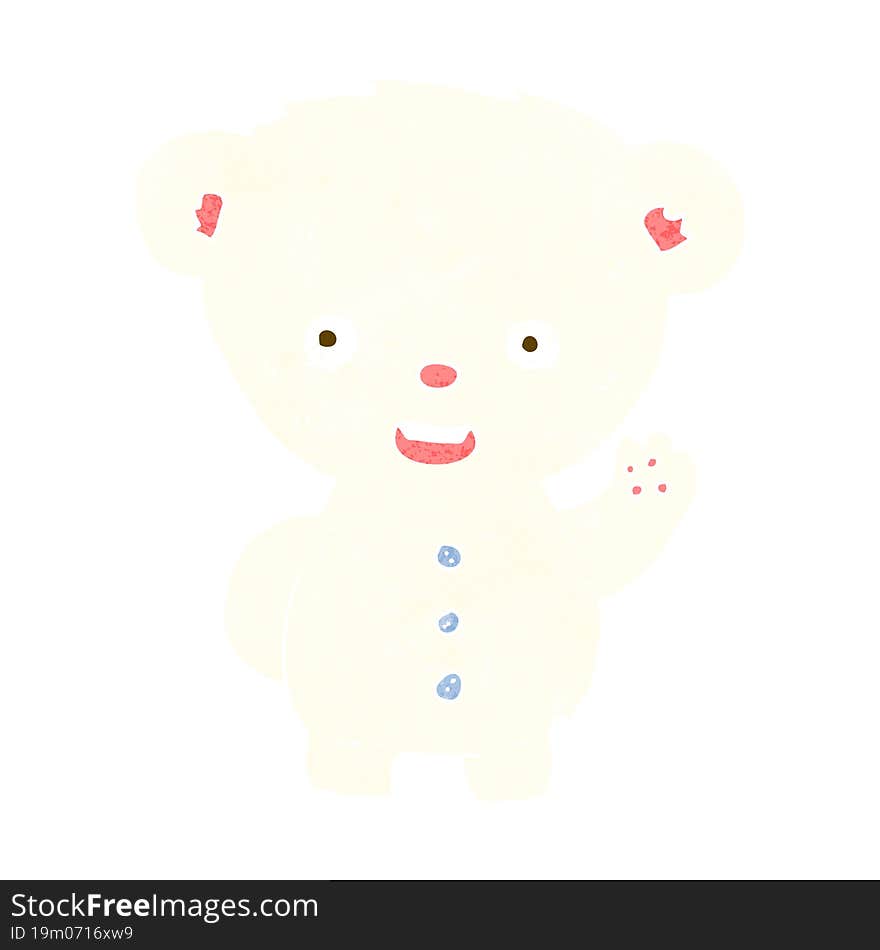 cartoon waving polar bear cub