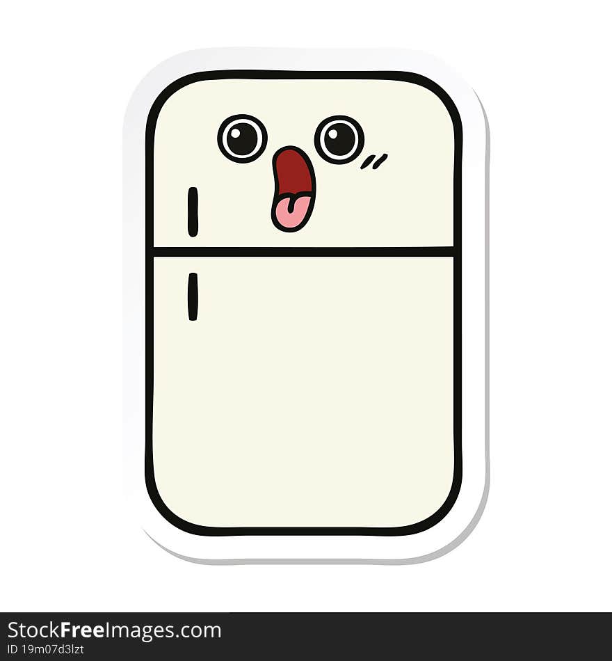 Sticker Of A Cute Cartoon Fridge Freezer