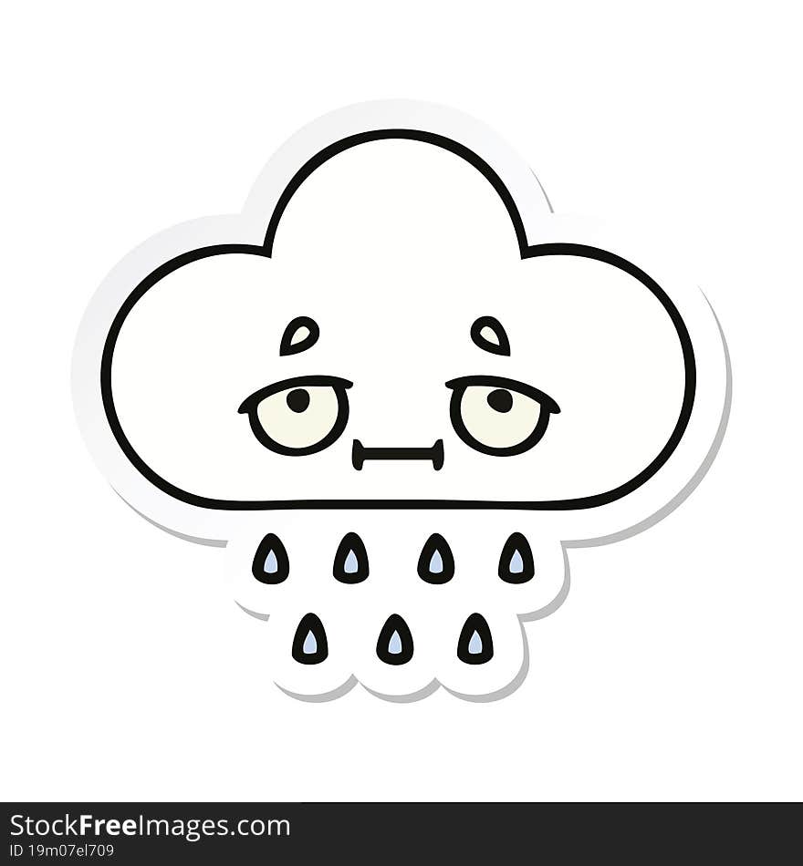 sticker of a cute cartoon rain cloud