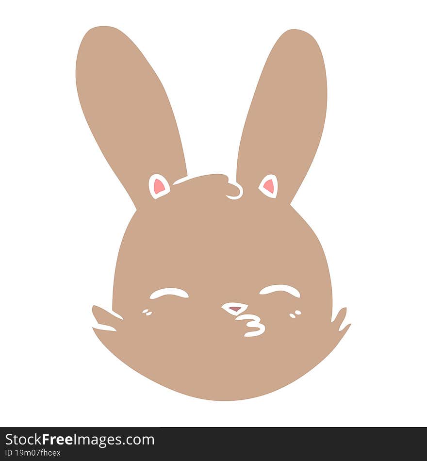 Flat Color Style Cartoon Bunny Face Considering