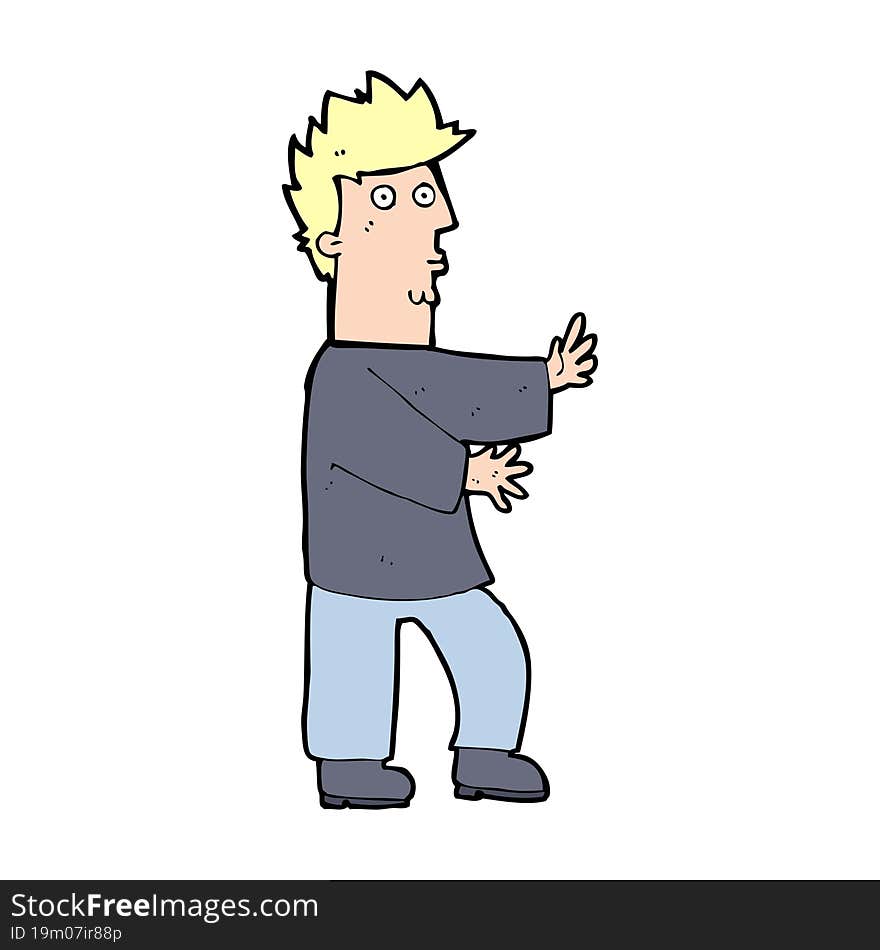 Cartoon Nervous Man Waving