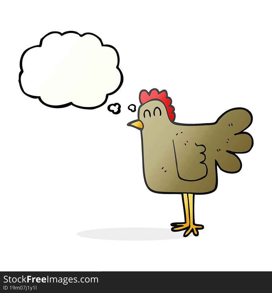 freehand drawn thought bubble cartoon chicken