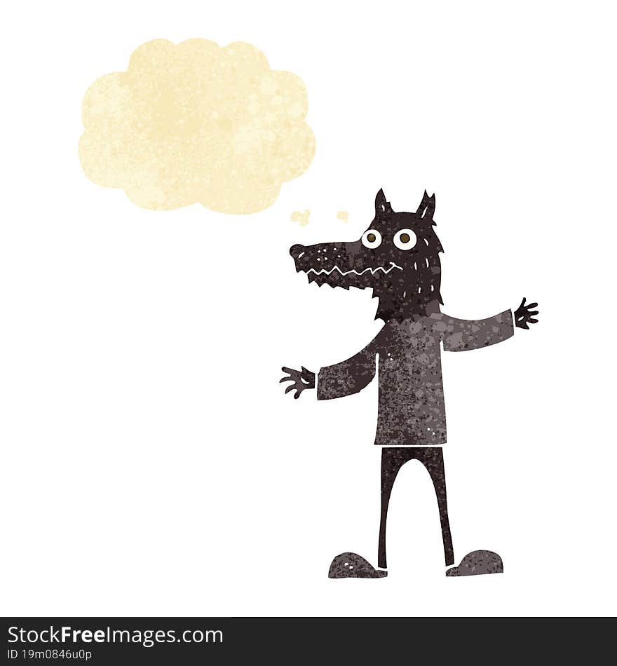 Cartoon Wolf Man With Thought Bubble