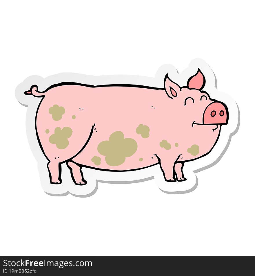 sticker of a cartoon muddy pig